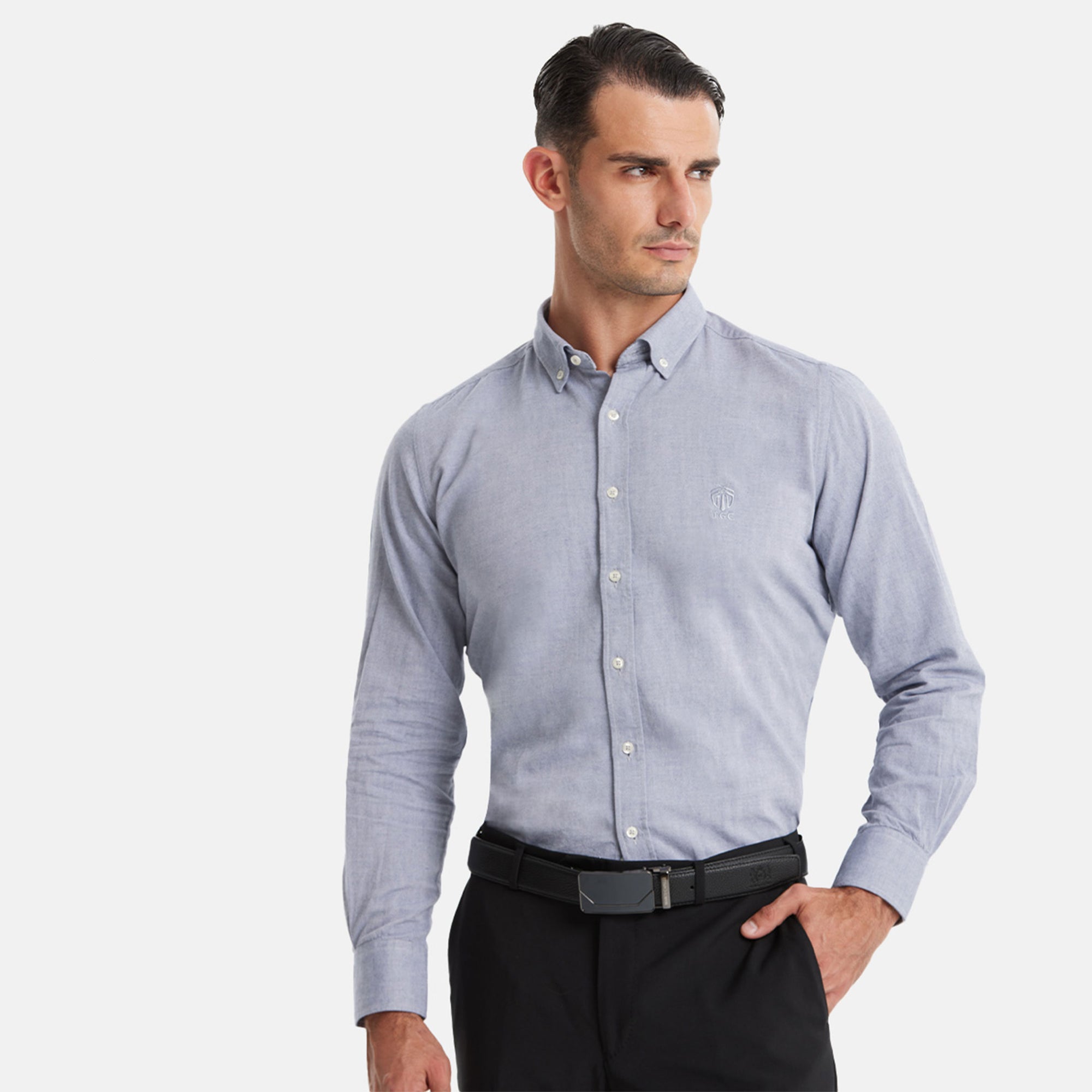 Grey Slim 100% Cotton Fit Shirt