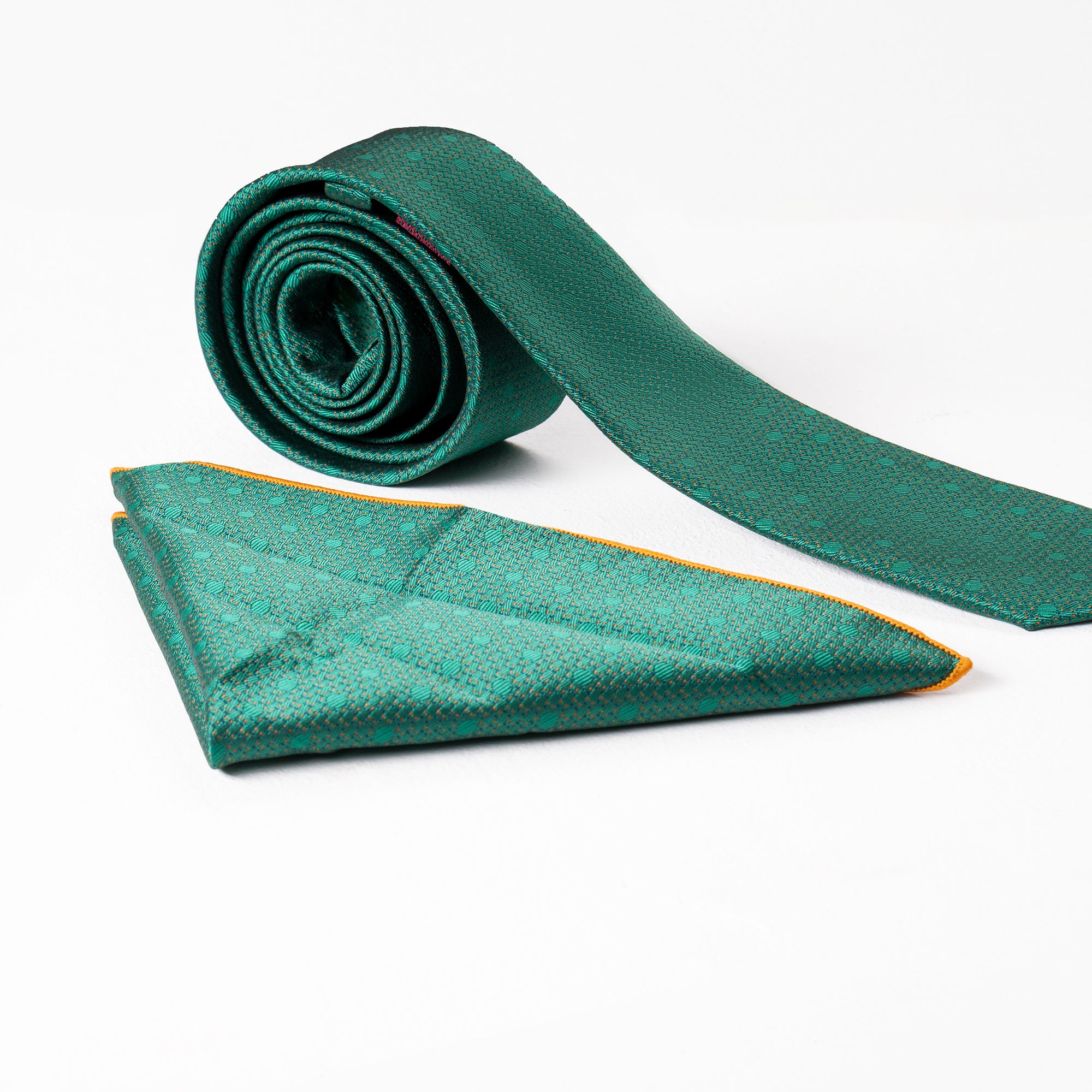 Emerald Green Dots Tie & Handkerchief