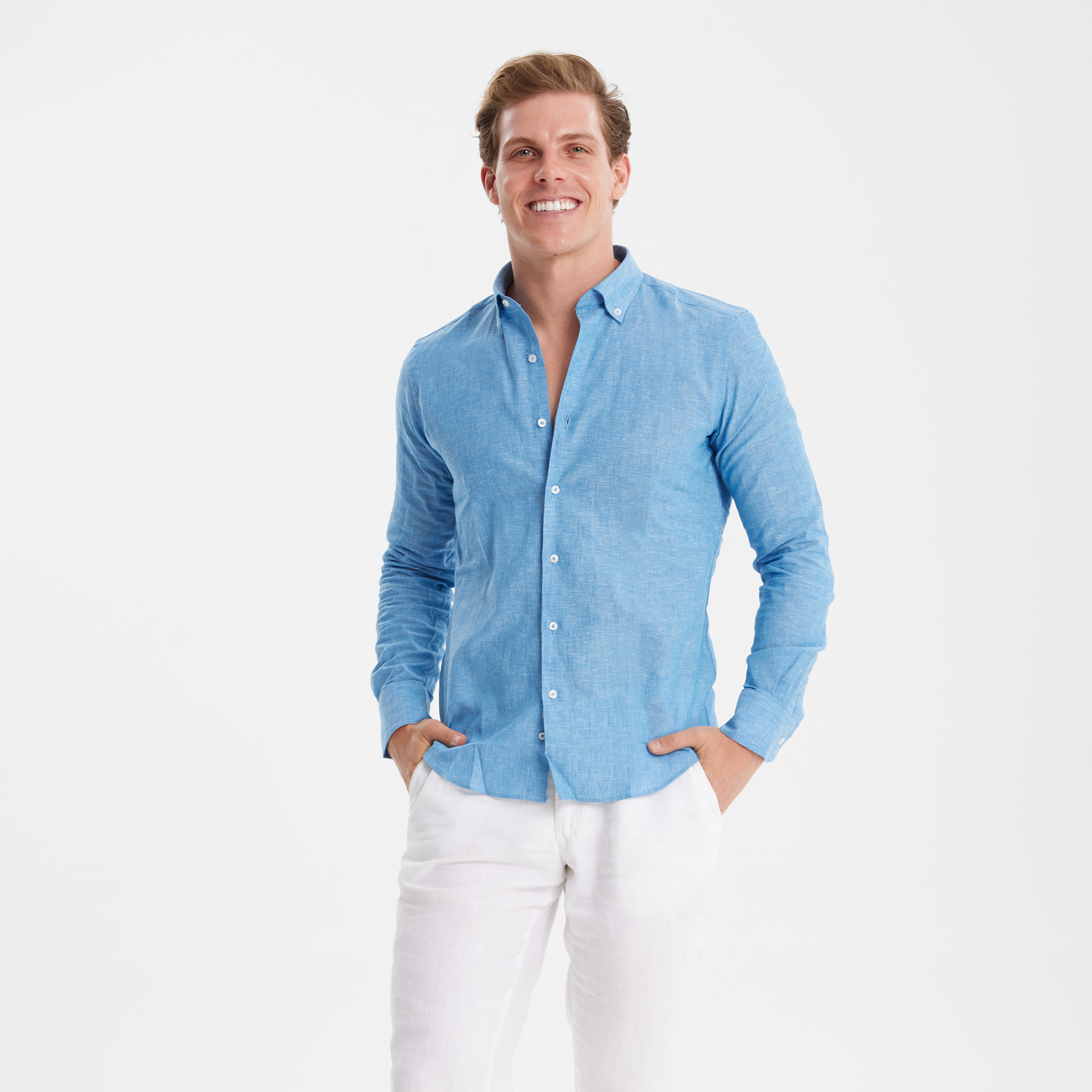 Linen shirt ( Blue )