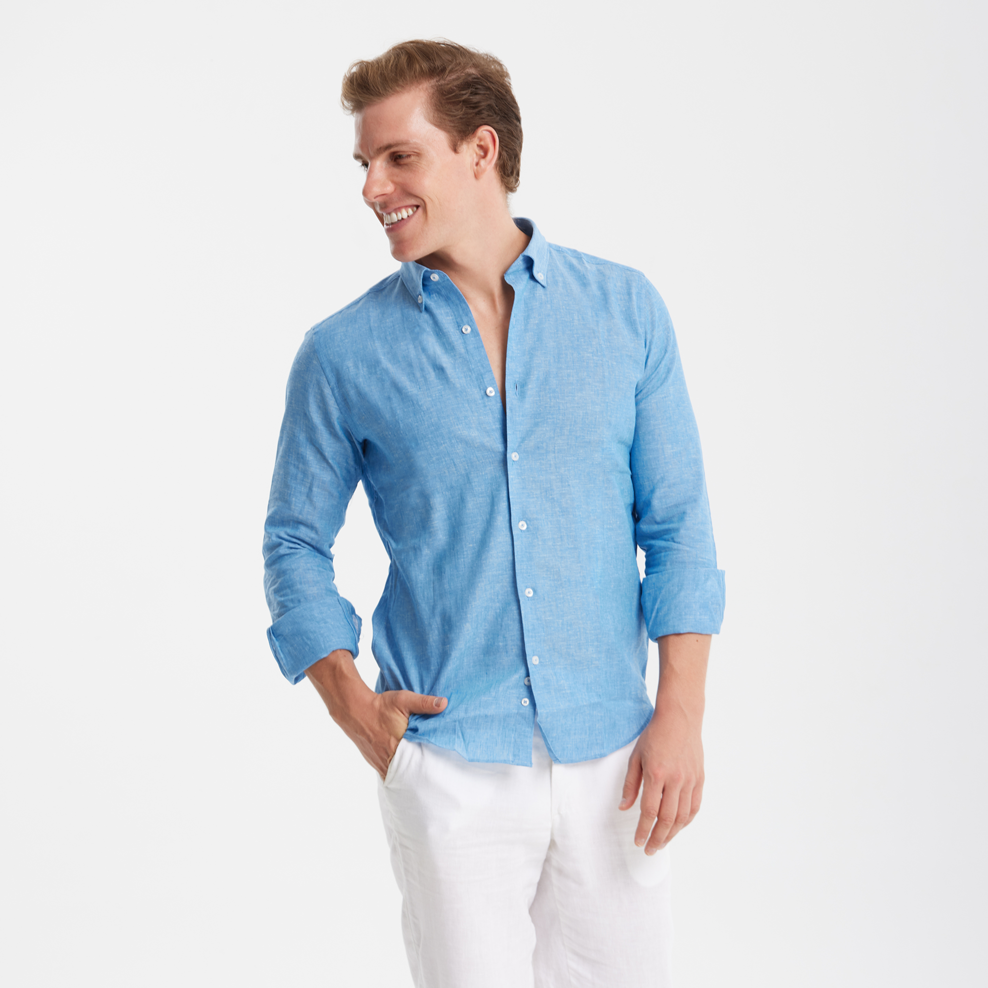 Linen shirt ( Blue )