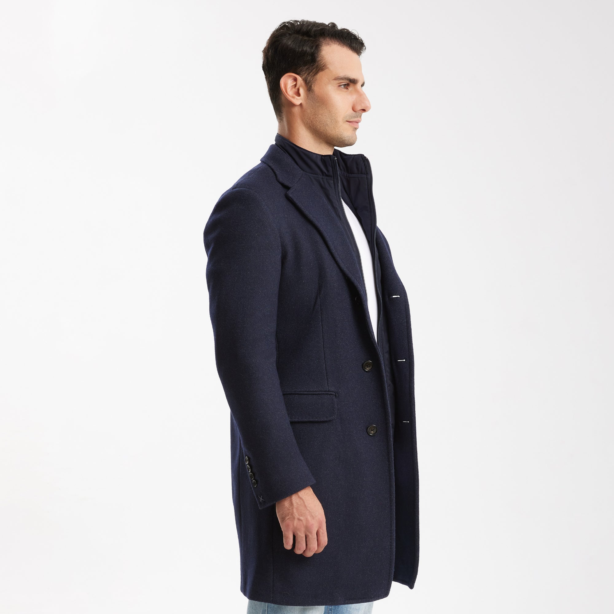 Navy Blue Wool Coat