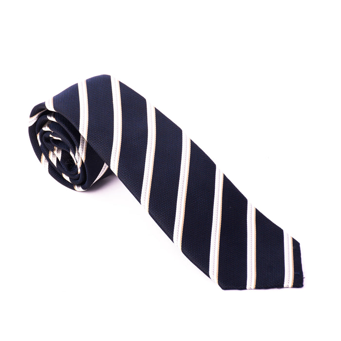 Navy Blue White Stripes Tie - Gentsuits