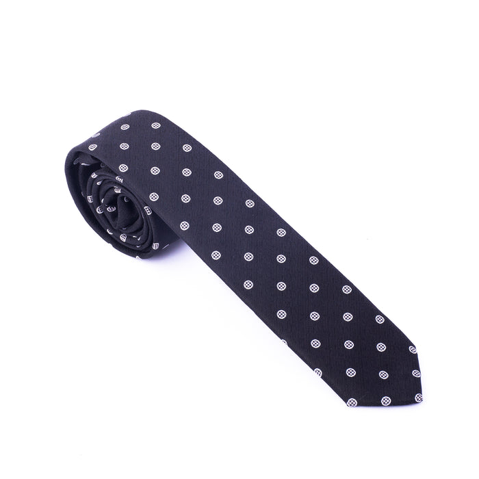 Navy Blue White Circles Tie - Gentsuits