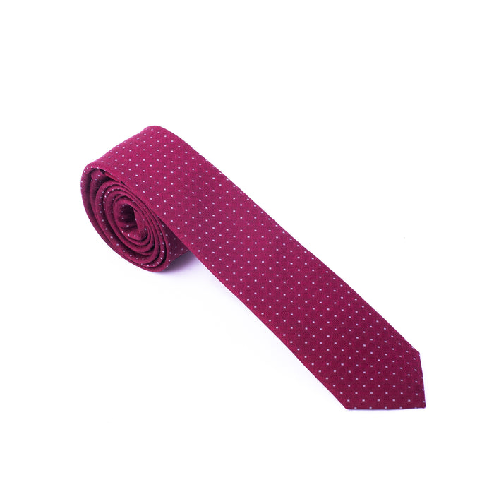 Burgundy White Dotted Tie - Gentsuits