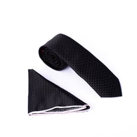 Black White Dotted Set Tie & Handkerchief - Gentsuits