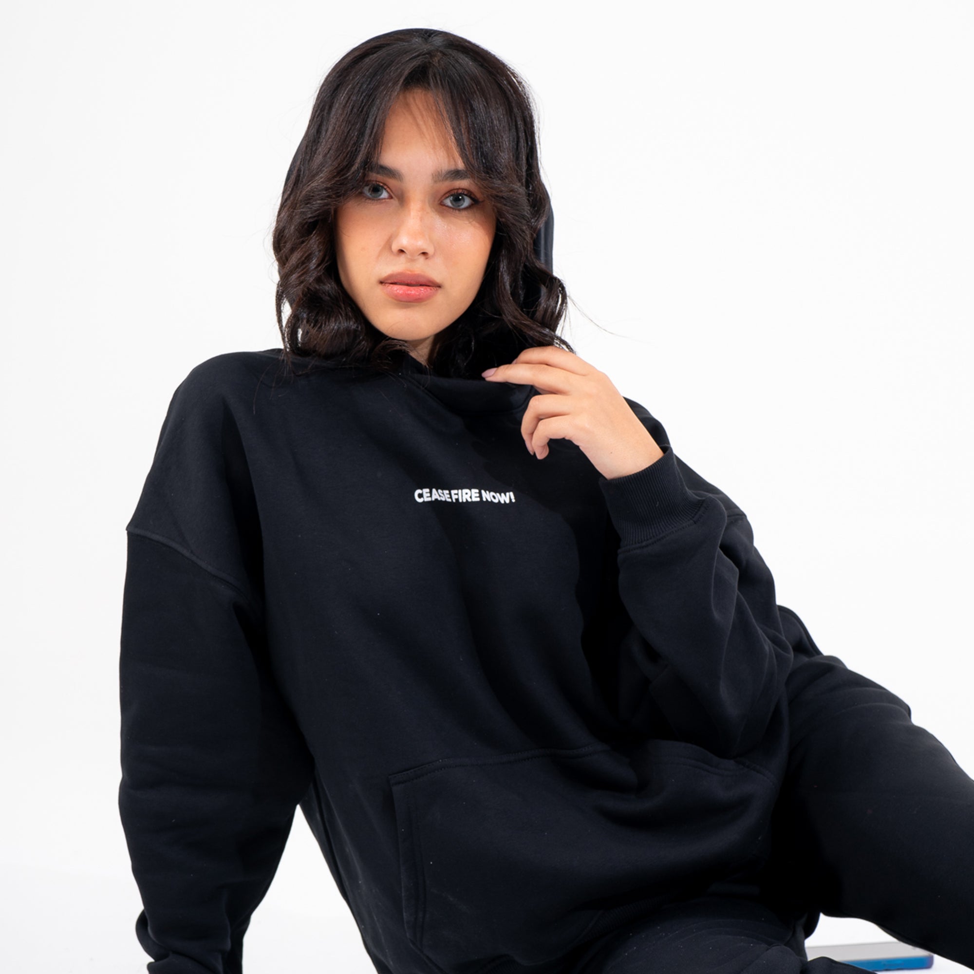 Melton black hoodie