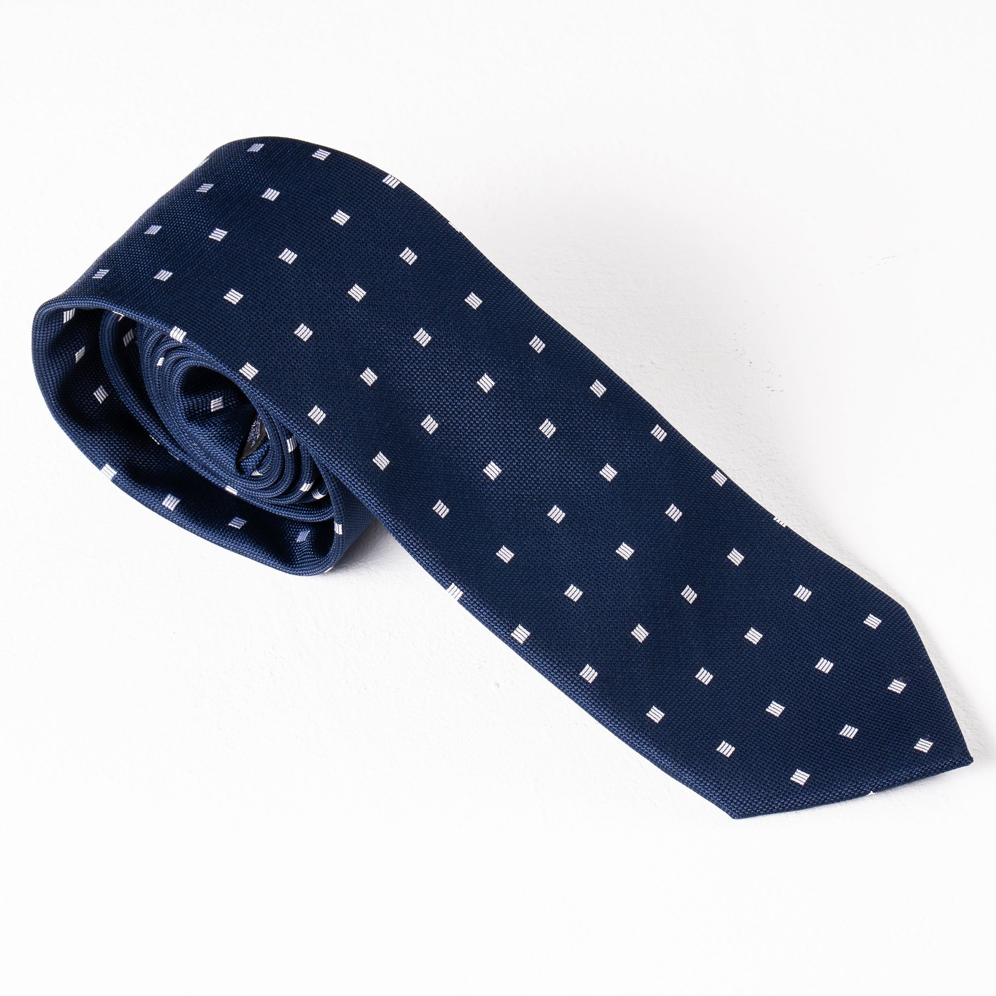 Navy Blue & White Squared Tie