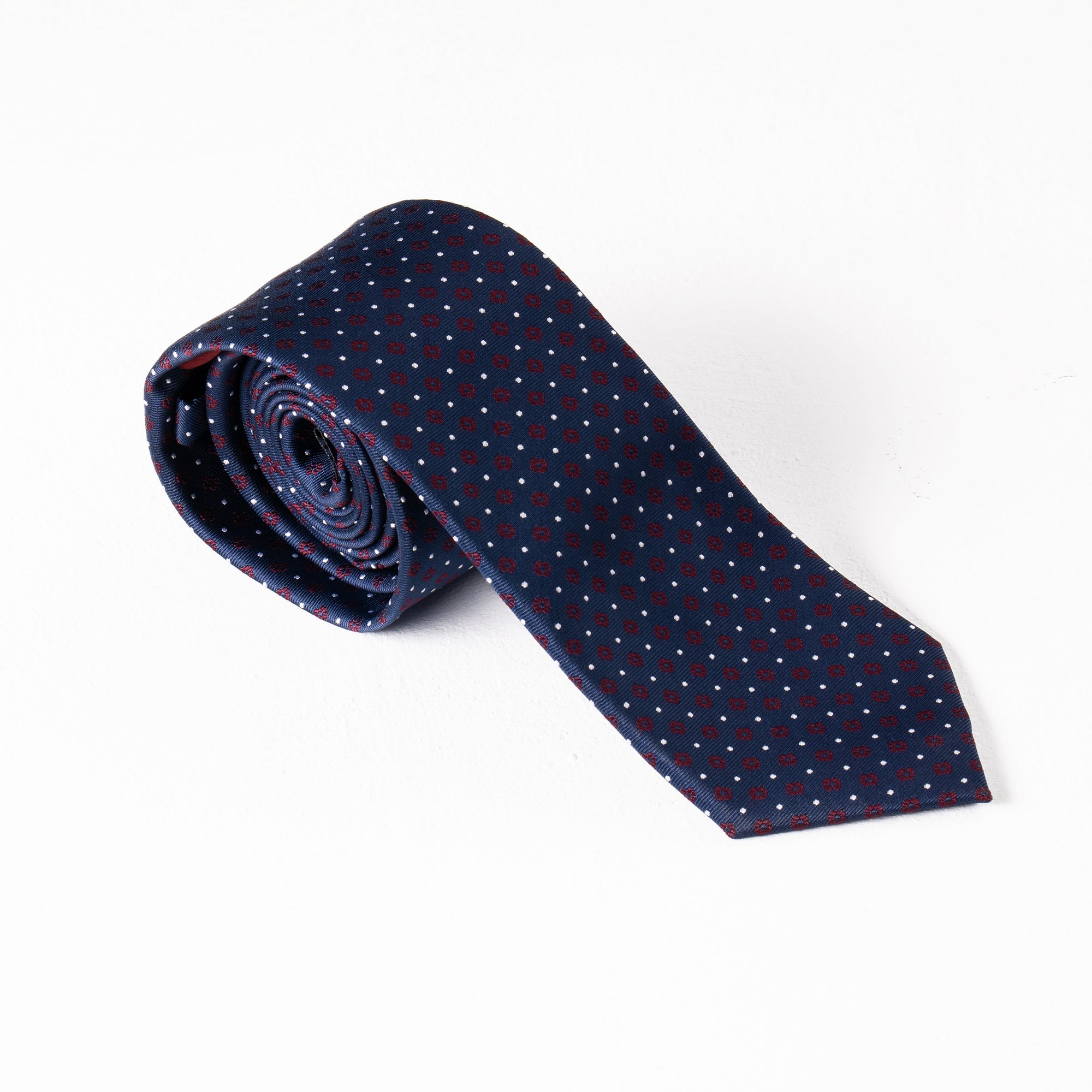 Navy Blue with Red & White Dotted Tie