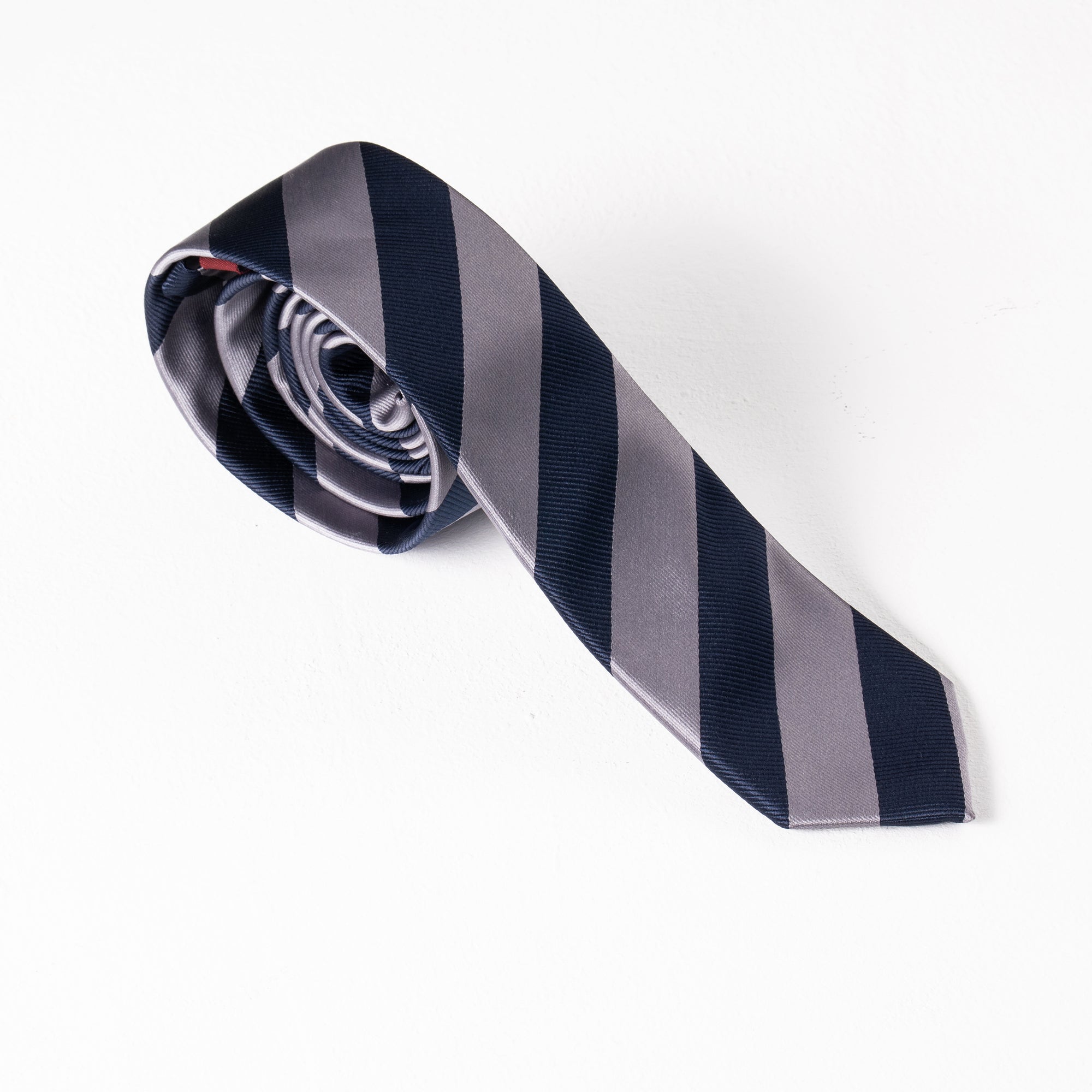 Dim Navy Blue & Gray Stripes Tie