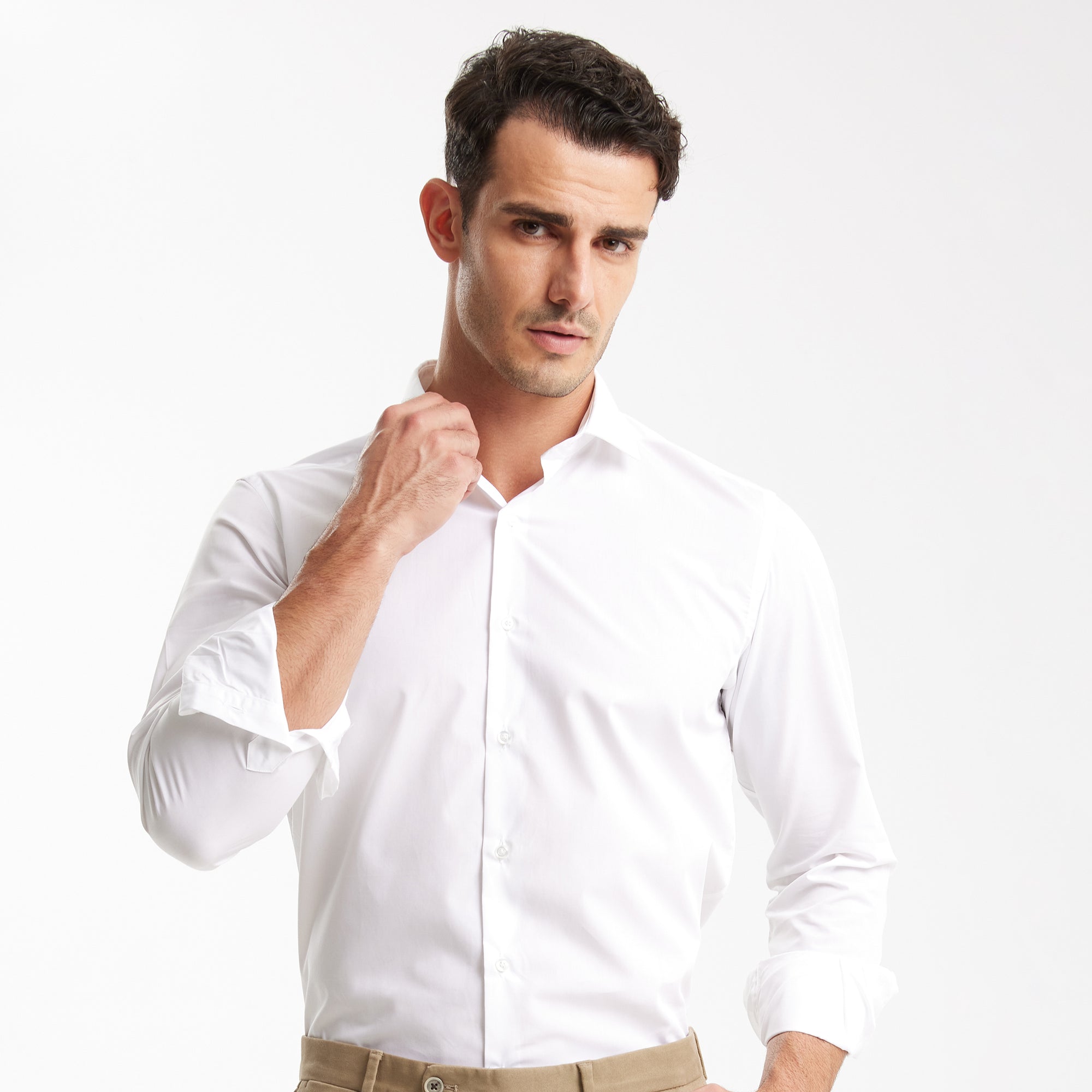 White Custom Fit Cotton Shirt