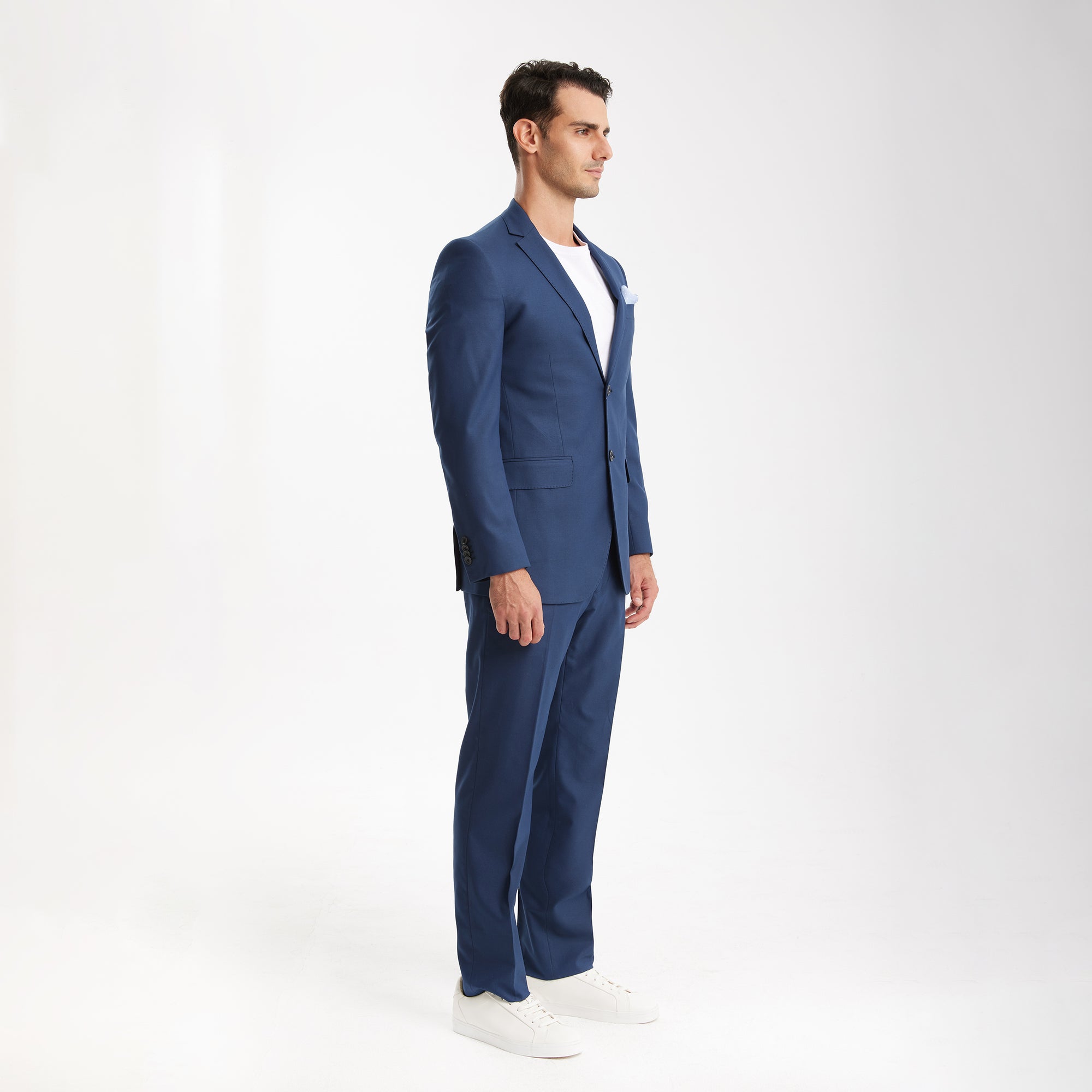 Blue Tailored Fit Wool Suit