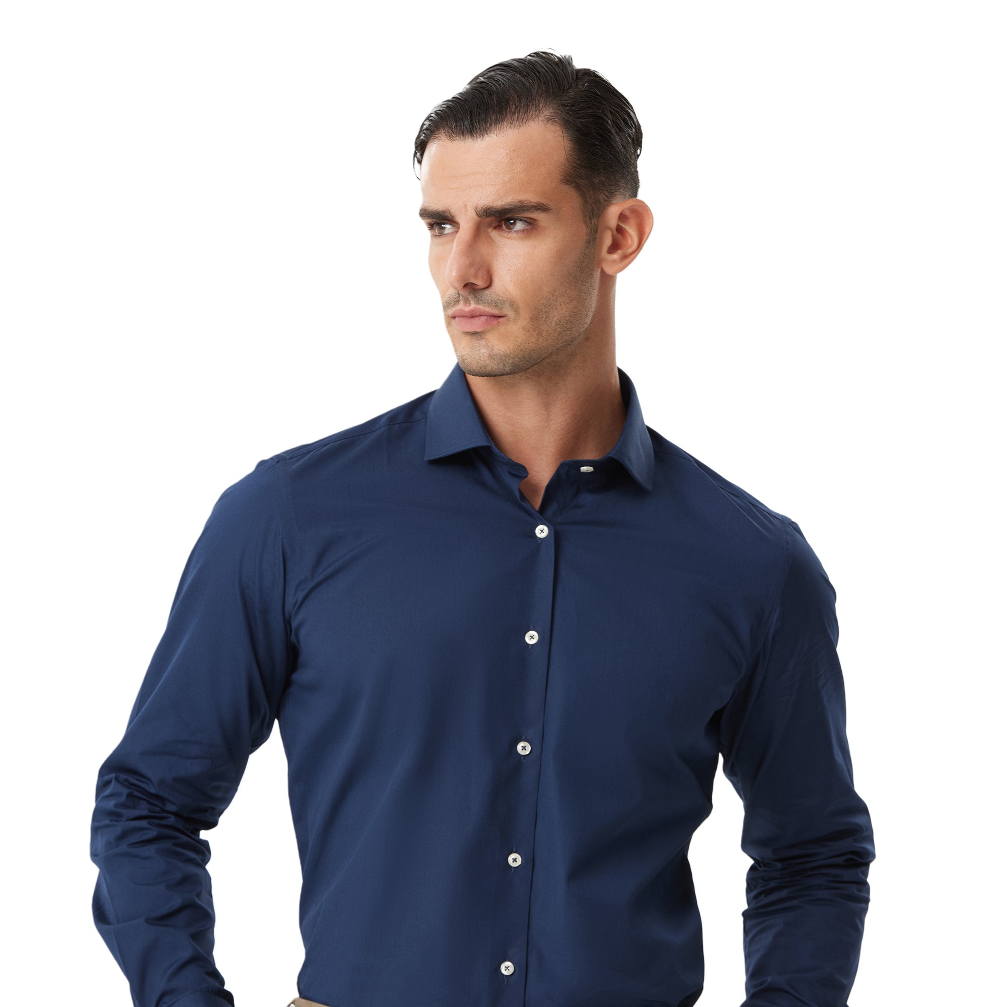 Navy Blue Custom Fit Cotton Shirt