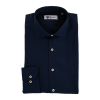 Dark Navy Blue Custom Fit Cotton Shirt - Gentsuits