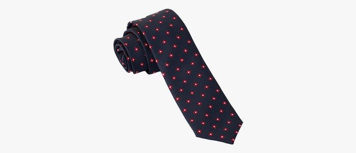 Navy Blue Red Dotted Tie - Gentsuits