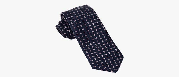 Navy Blue Red Pattern Tie - Gentsuits
