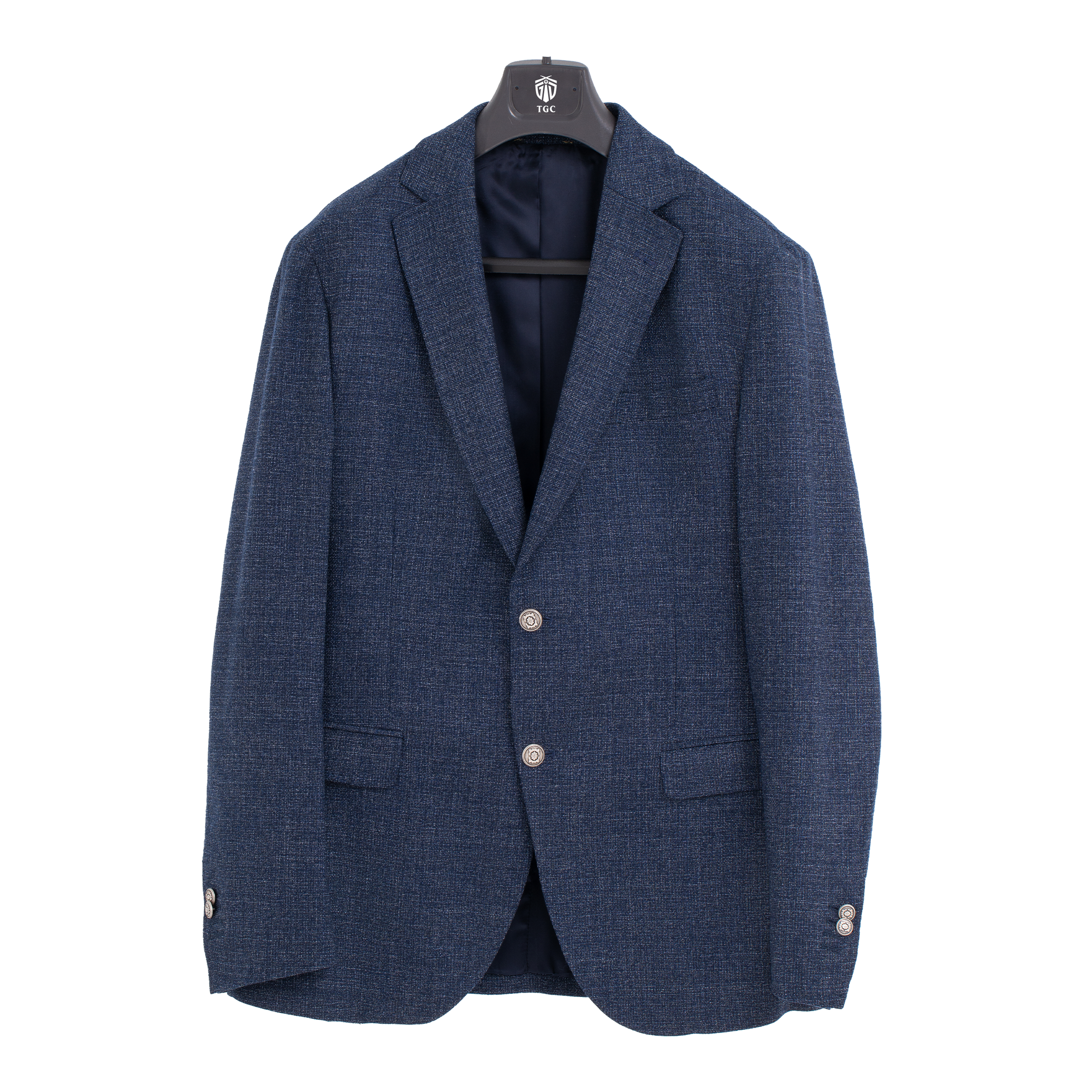 Blue Slim Fit Canvas Blazer - Gentsuits