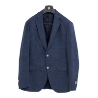 Blue Slim Fit Canvas Blazer - Gentsuits