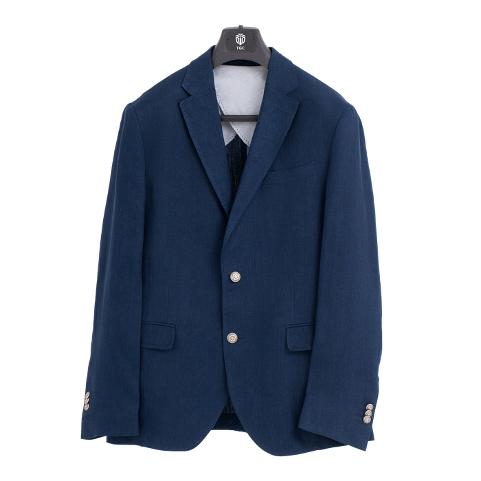 Navy Blue Slim-Fit Wool Blazer - Gentsuits