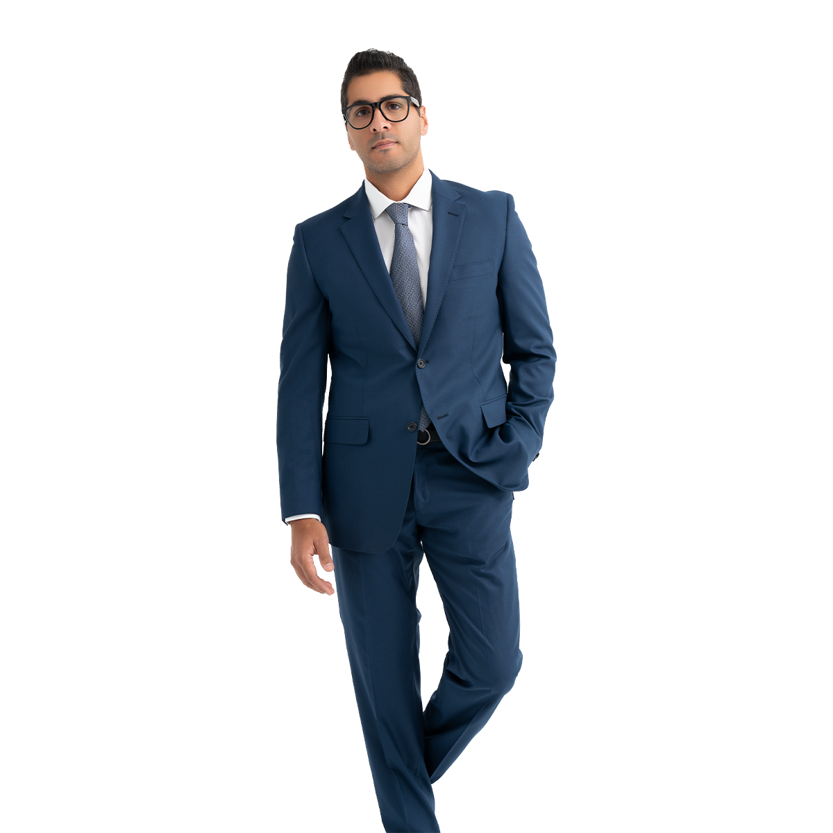 Blue Tailored Fit Wool Suit - Gentsuits